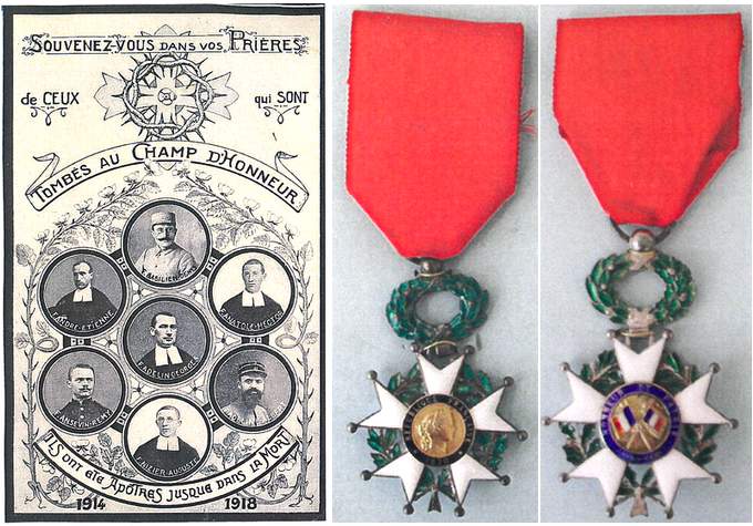 Image souvenir de Frères de Passy et médailles de la Légon d'honneur
