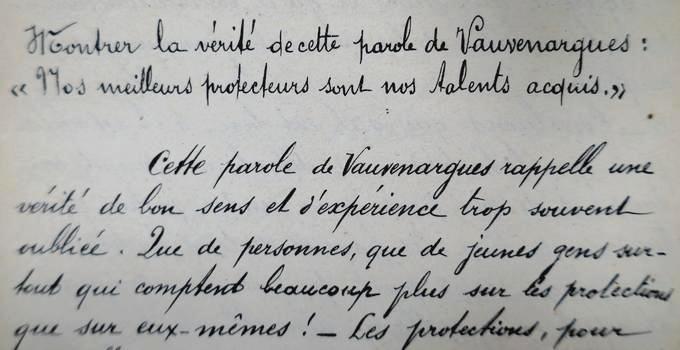 « Sujets de dissertation donnés au Concours... » propose des corrigés ; il est manuscrit