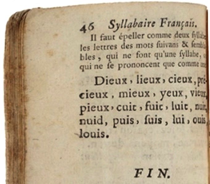 Le syllabaire de 1770 en 46 pages