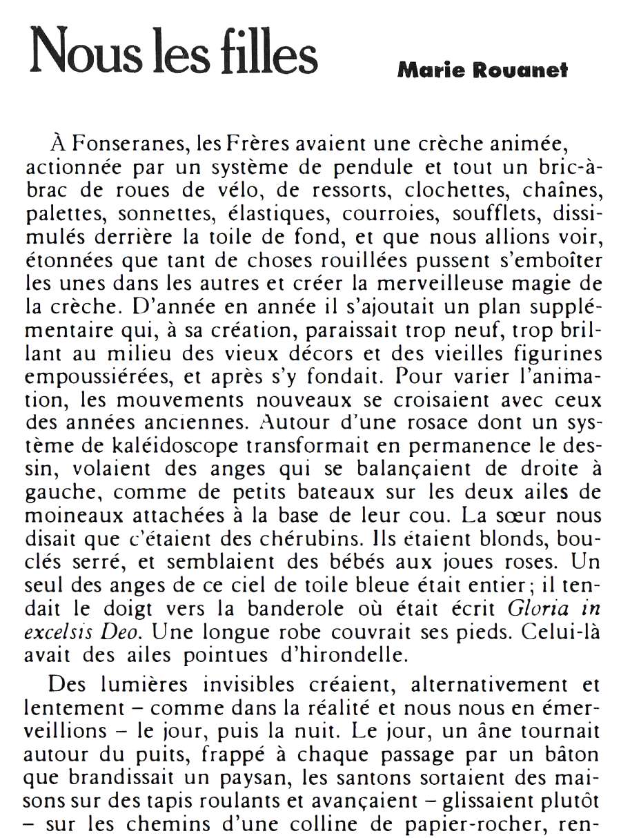 Nous les 
                    filles, Marie Rouanet